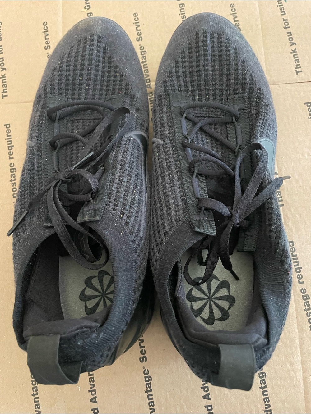 Nike VAPORMAX Black Knit Lace-Up Running Shoes